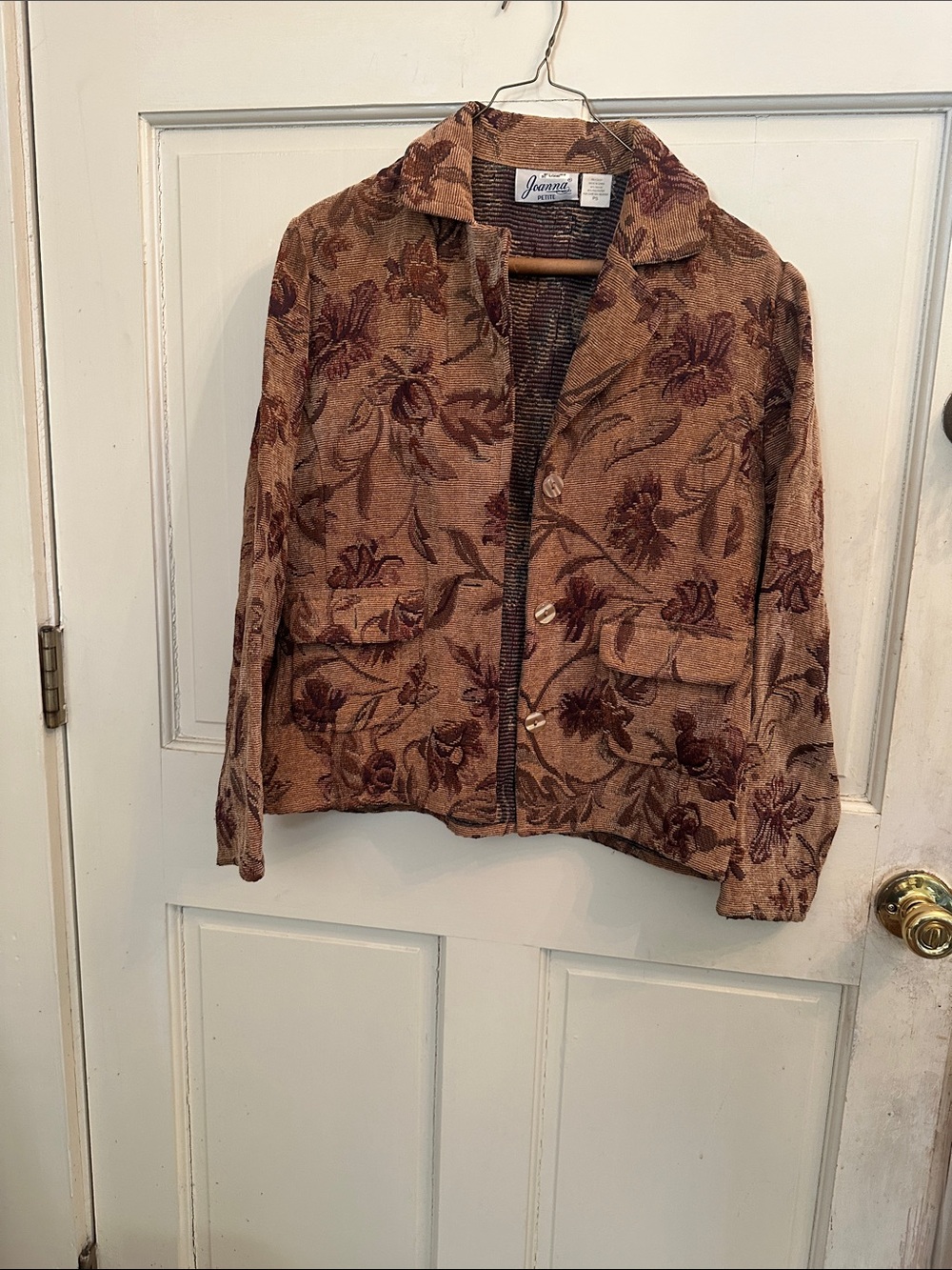 Brown Floral Jacquard Women's Jacket